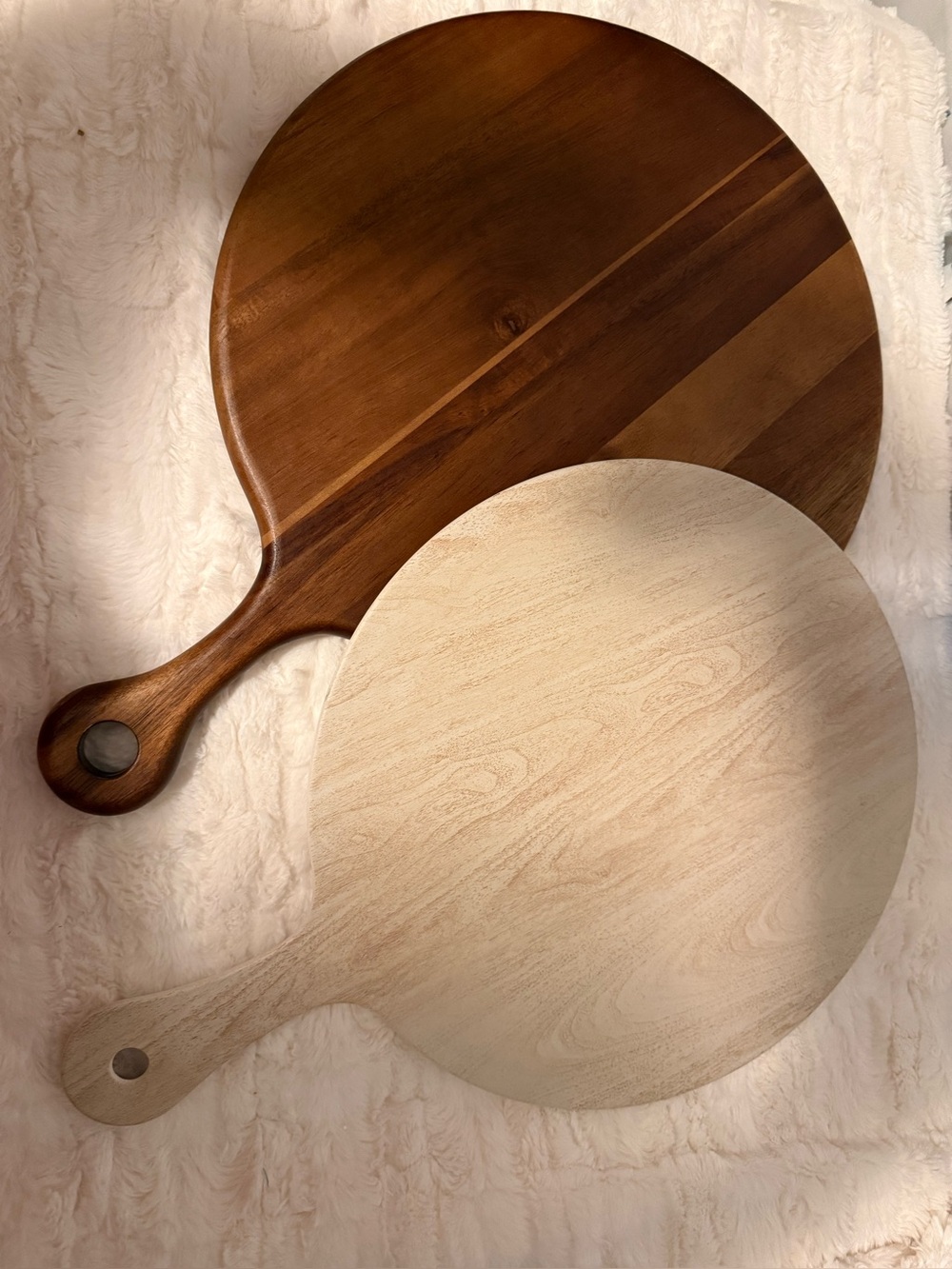 Charcuterie Serving Board Set | 14” Wood Paddle Board + 13” White Serving Board
